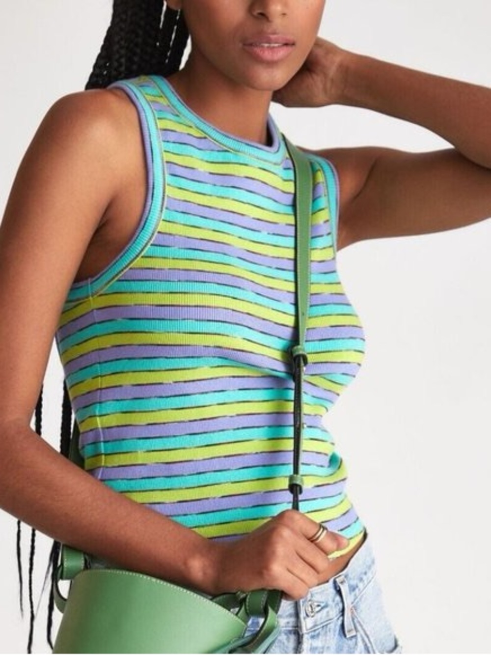 Anthropologie Ribbed racer striped tank